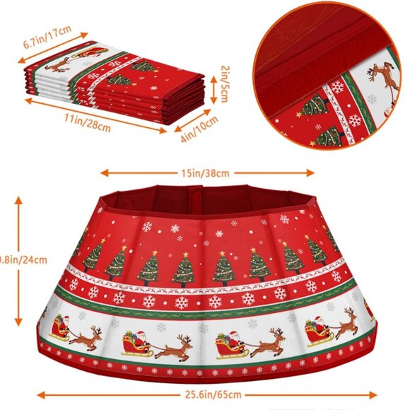 Christmas Tree Collar 25.6", Red Velvet Foldable, NIB - Picture 3 of 6